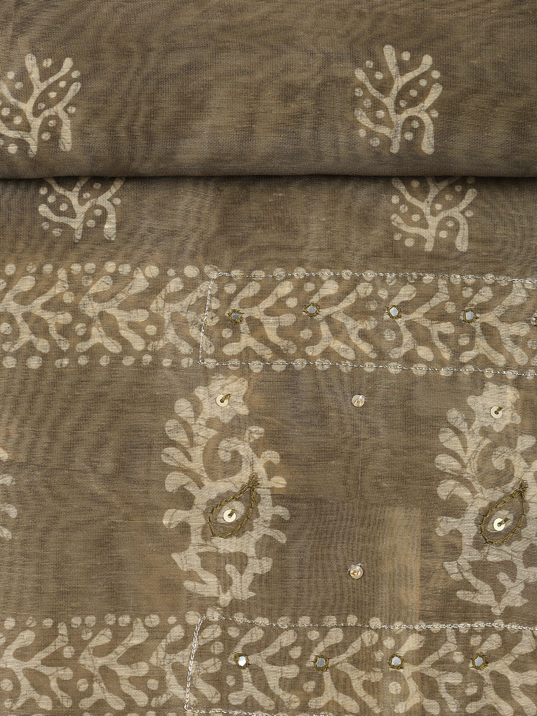 Embroidered Chanderi Unstitched Suit With Dupatta