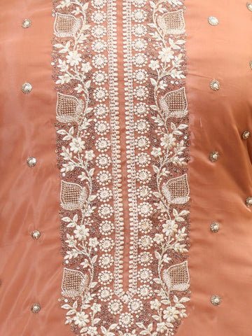 Neck Embroidered Organza Unstitched Suit Piece With Dupatta