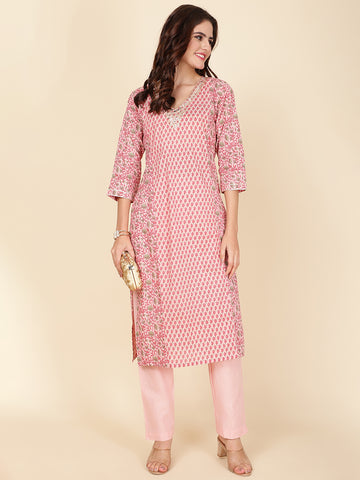 Printed Cotton Kurta Set