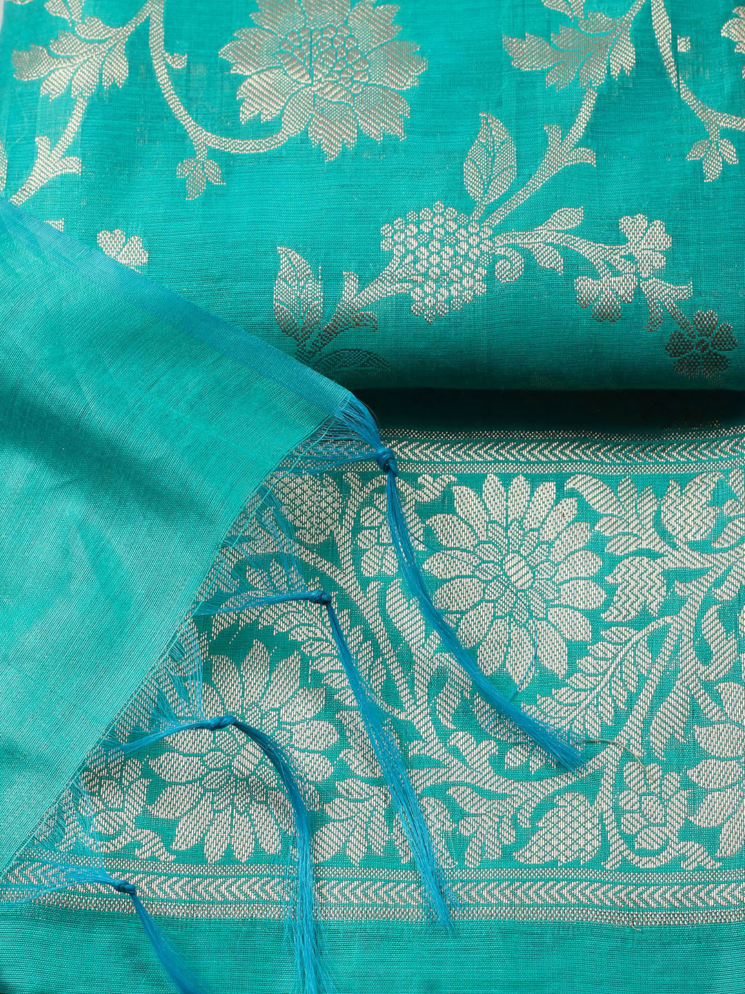 Woven Design Chanderi Unstitched Suit With Pant Dupatta