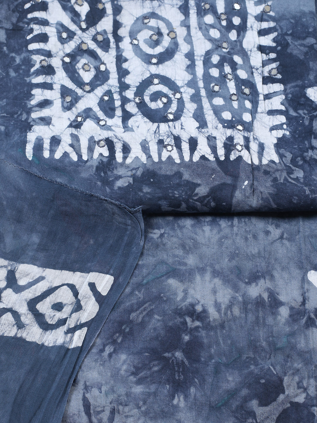 Embroidered Cotton Blend Unstitched Suit With Pant &amp; Dupatta