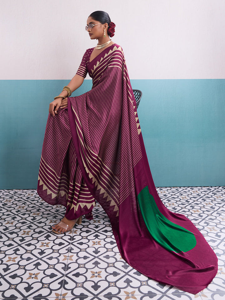 Printed Satin Saree
