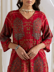 Printed Cotton Blend Kurta With Pants