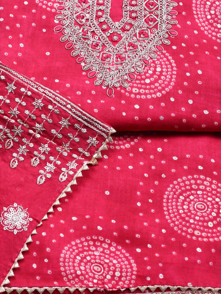 Embroidered Cotton Unstitched Suit With Pant &amp; Dupatta