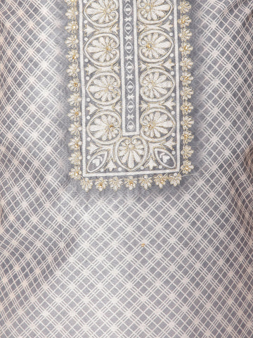 Neck Patti Chanderi Unstitched Suit With Dupatta