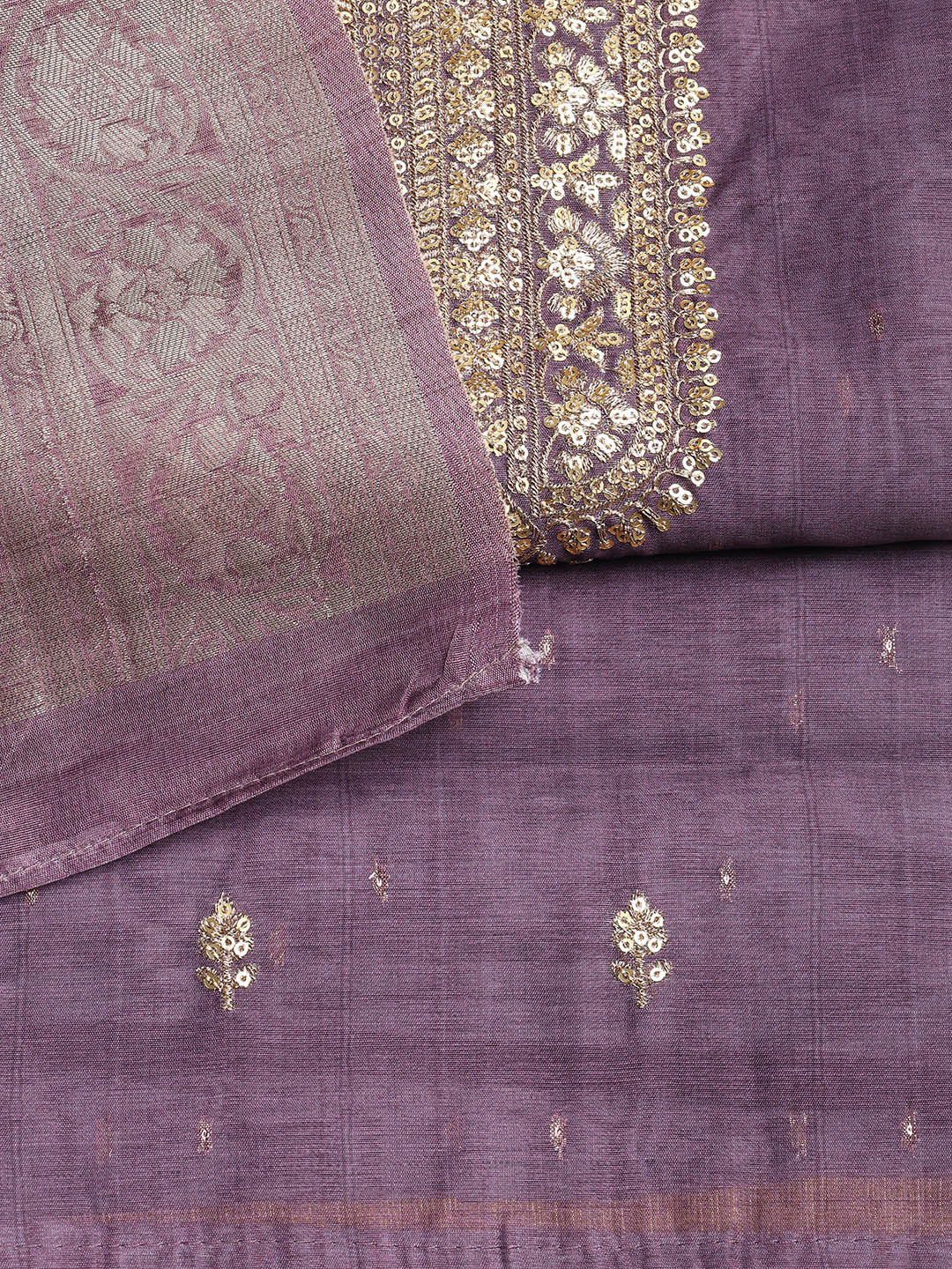 Sequence Work Chanderi Unstitched Suit With Dupatta