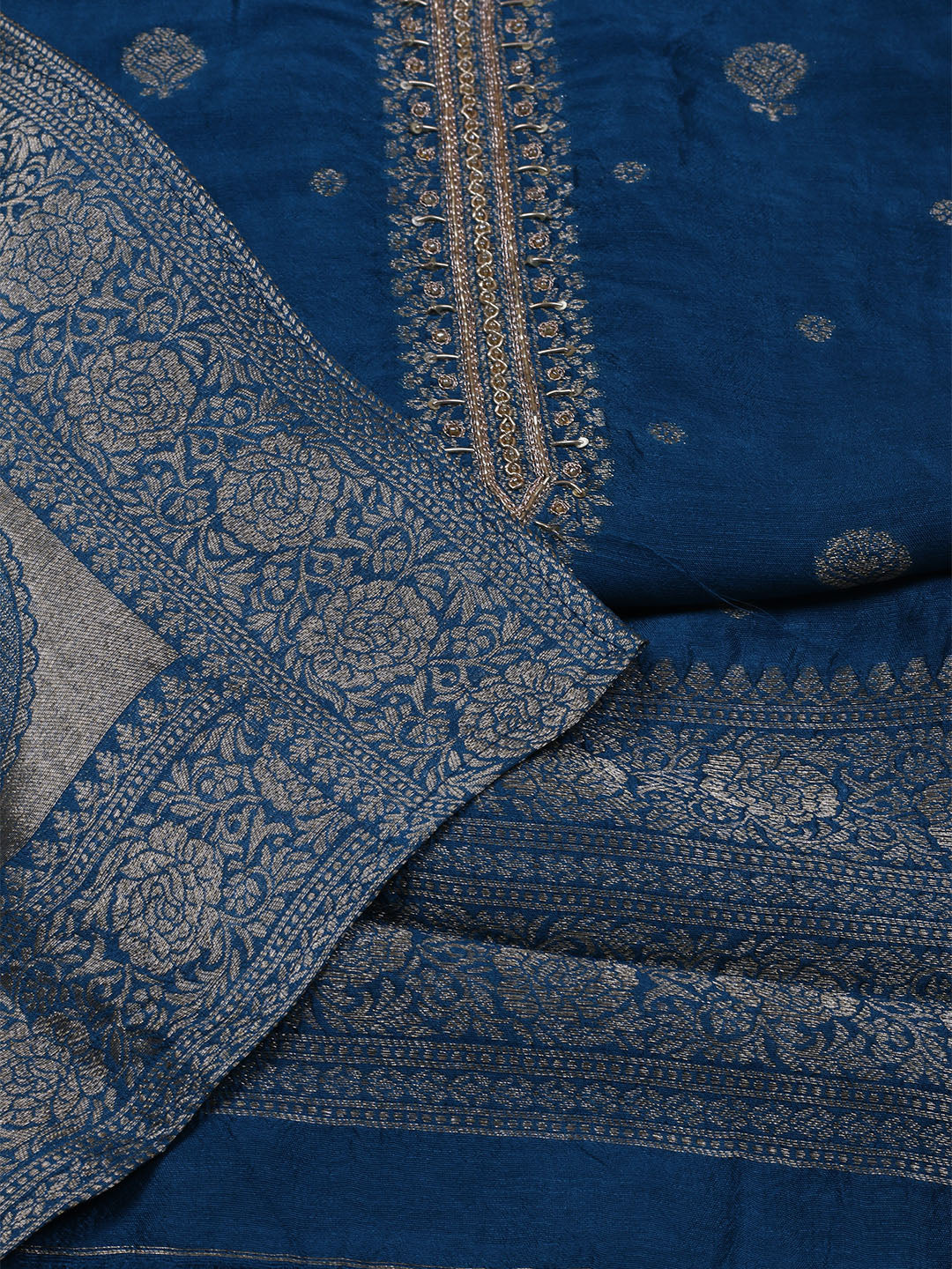 Kanjeevaram Chanderi Unstitched Suit With Dupatta