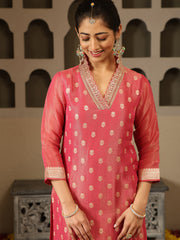 Woven Booti Tissue Kurta With Pants & Dupatta