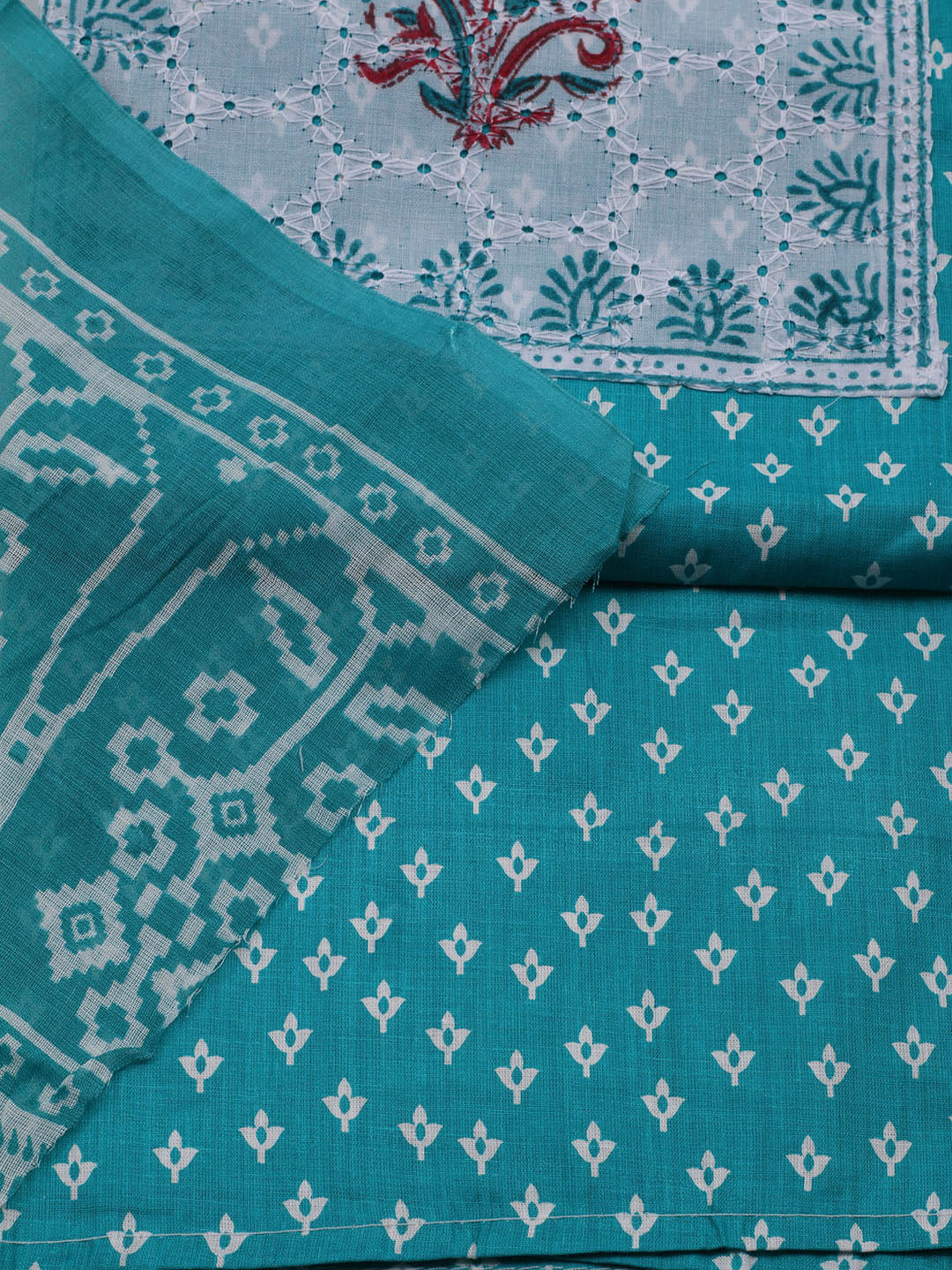 Printed Cotton Blend Unstitched Suit With Dupatta