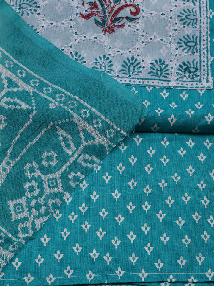 Printed Cotton Blend Unstitched Suit With Dupatta