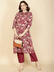 Floral Printed Cotton Kurta With Pants