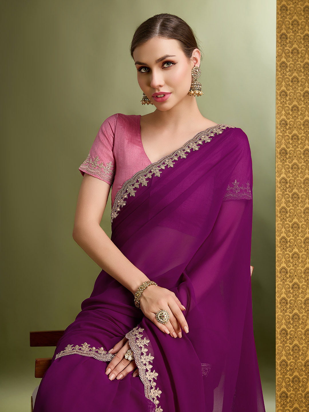 Georgette Embroidered Saree