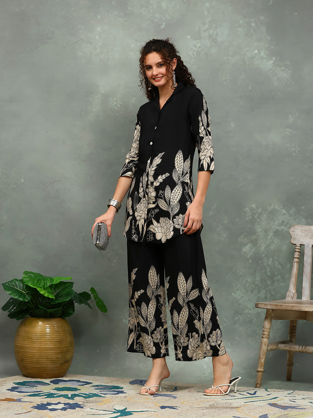 Printed Muslin Kurta With pants