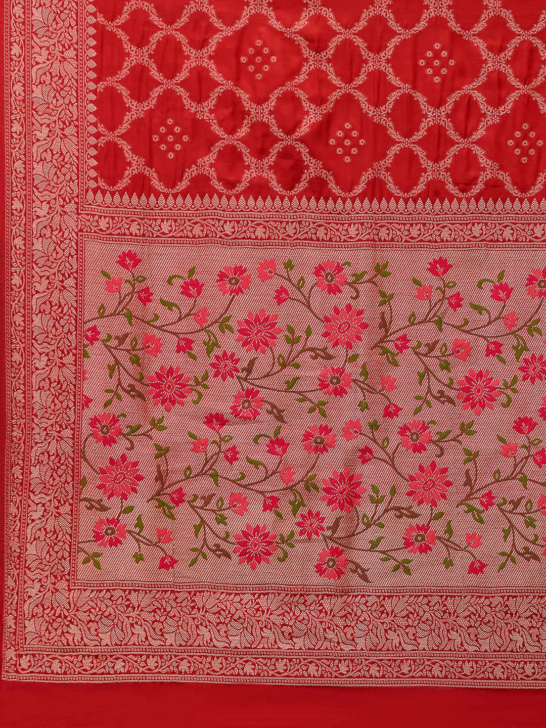 Zari Border Booti Art Silk Woven Saree