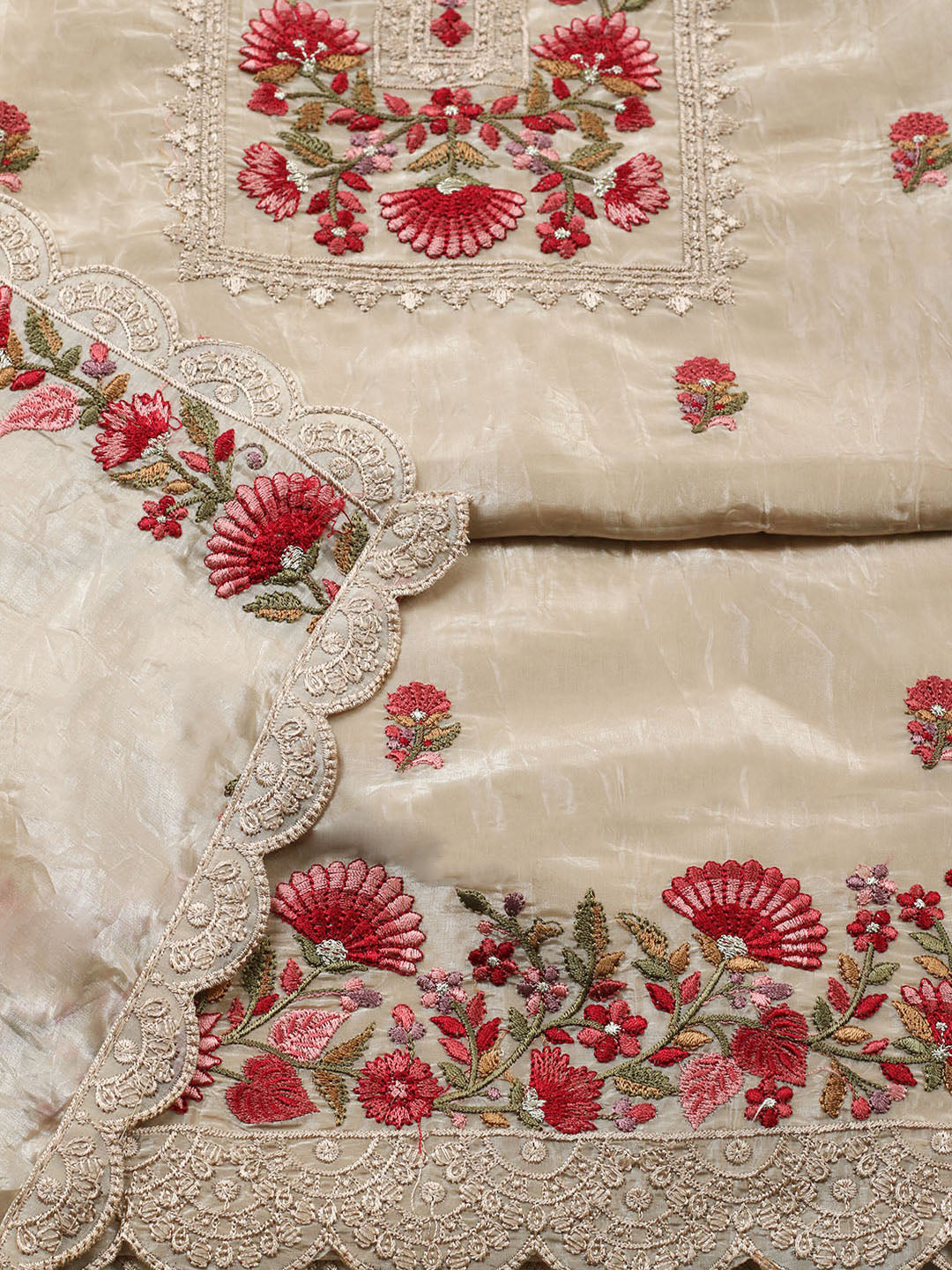Printed Tissue Unstitched Suit With Dupatta