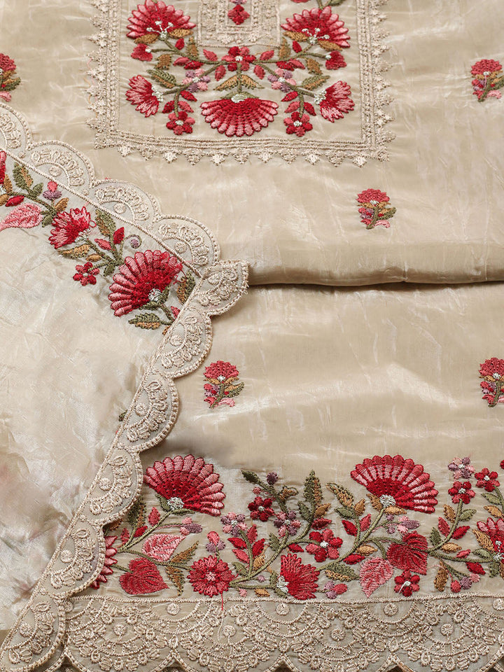 Printed Tissue Unstitched Suit With Dupatta