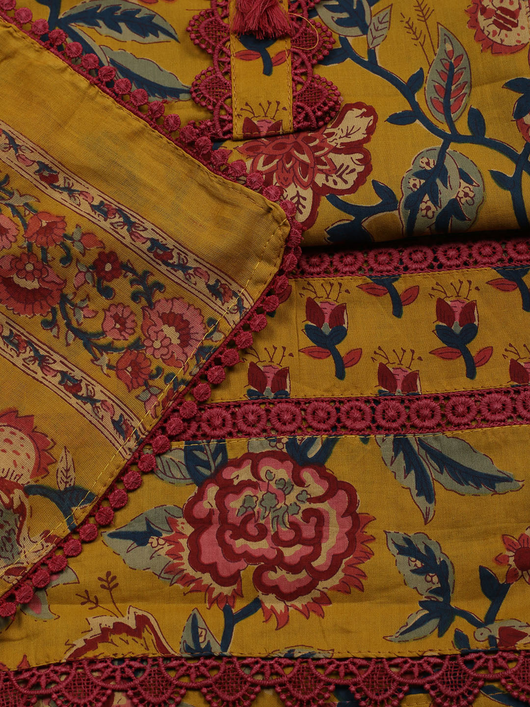 Embroidered Cotton Blend Unstitched Suit With Pant &amp; Dupatta