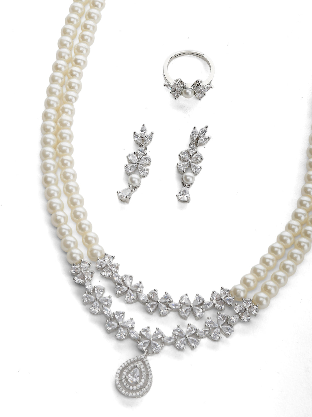 Silver White Jewellery Set