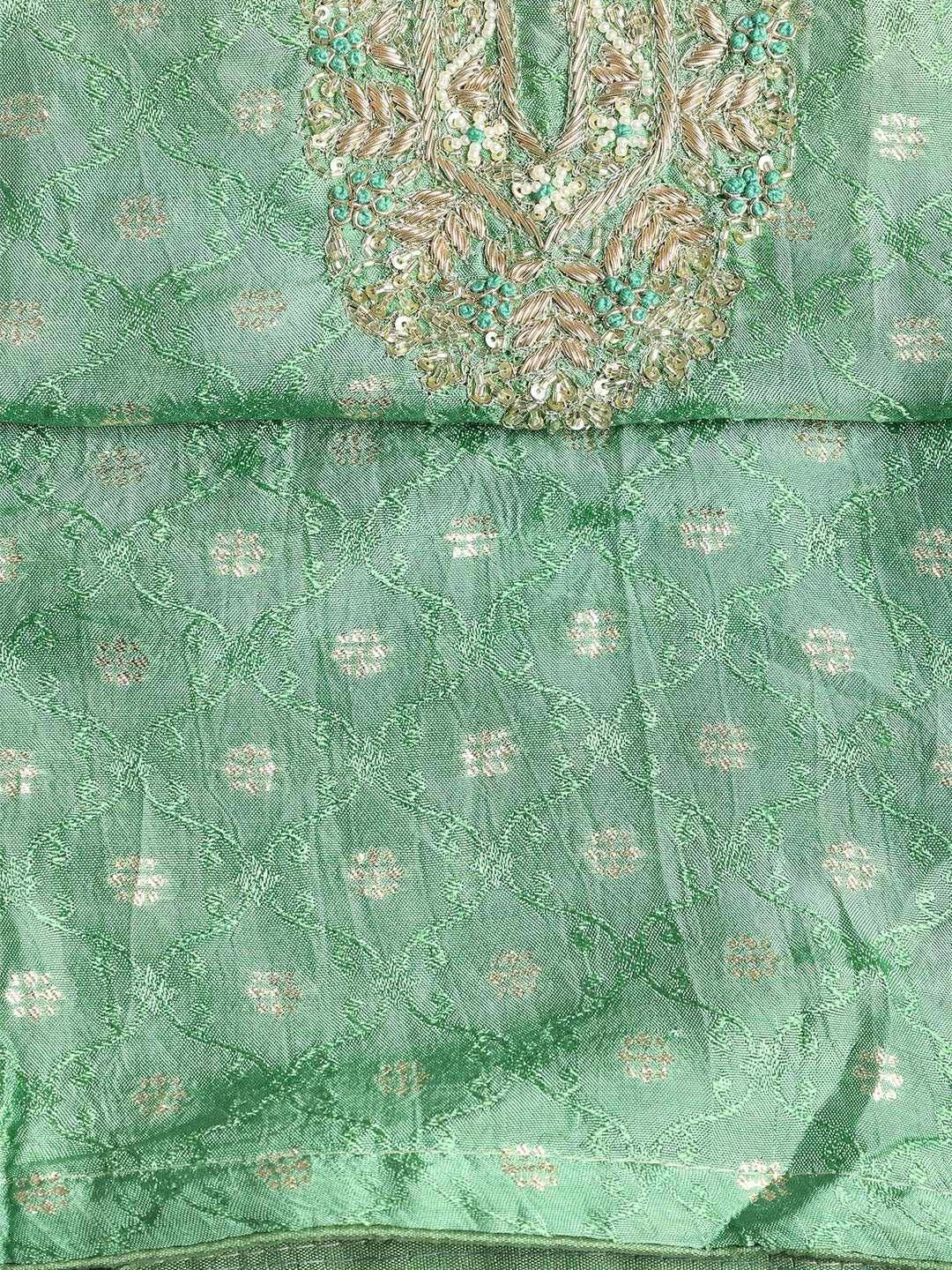 Neck Embroidered Chanderi Unstitched Suit With Dupatta