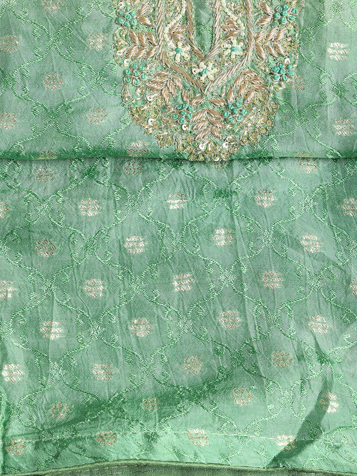 Neck Embroidered Chanderi Unstitched Suit With Dupatta