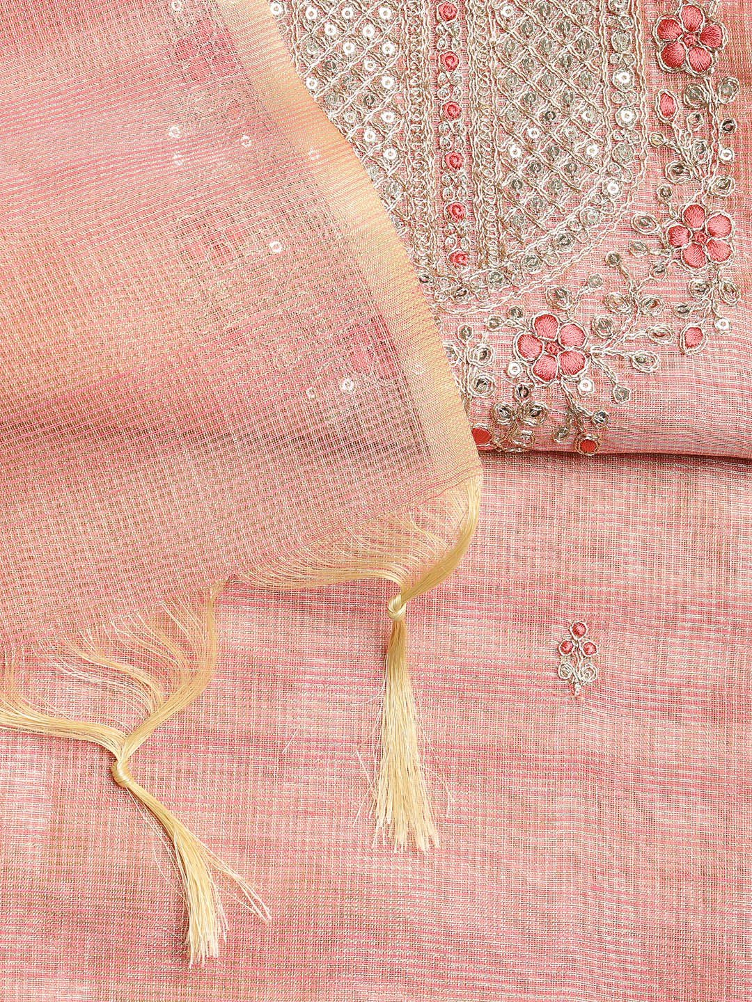 Embroidered Tissue Unstitched Suit With Dupatta