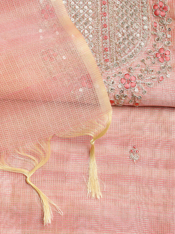 Embroidered Tissue Unstitched Suit With Dupatta