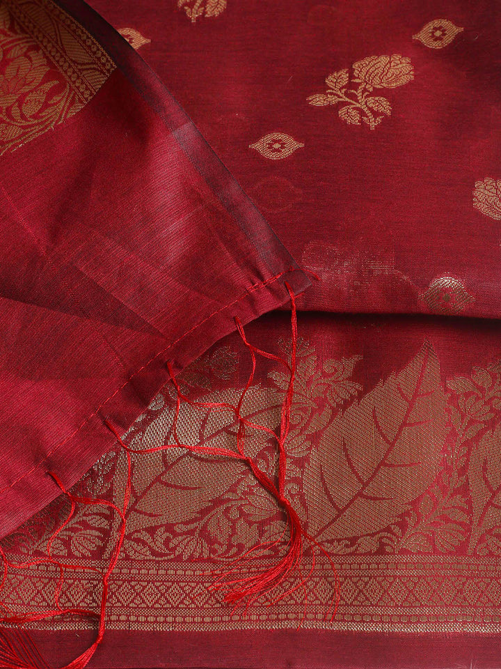 Woven Design Chanderi Unstitched Suit With Pant &amp; Dupatta