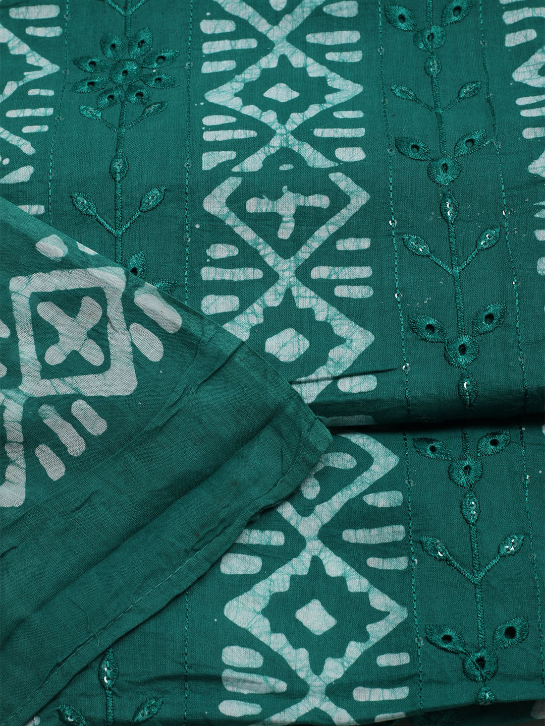 Printed Cotton Blend Unstitched Kurta With Pant &amp; Dupatta