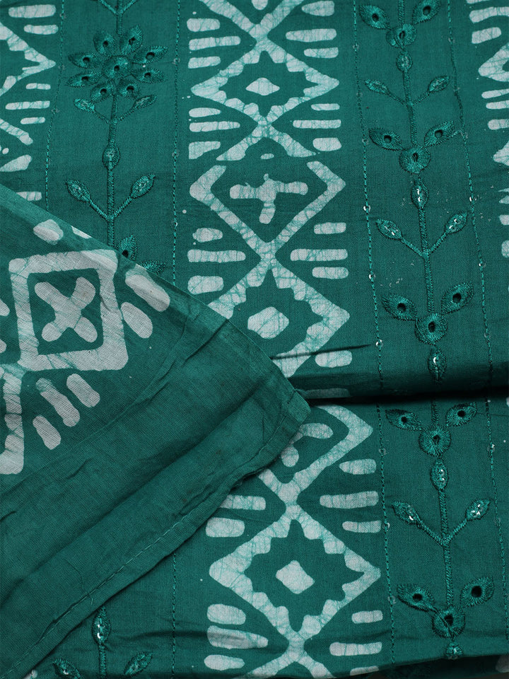 Printed Cotton Blend Unstitched Kurta With Pant &amp; Dupatta