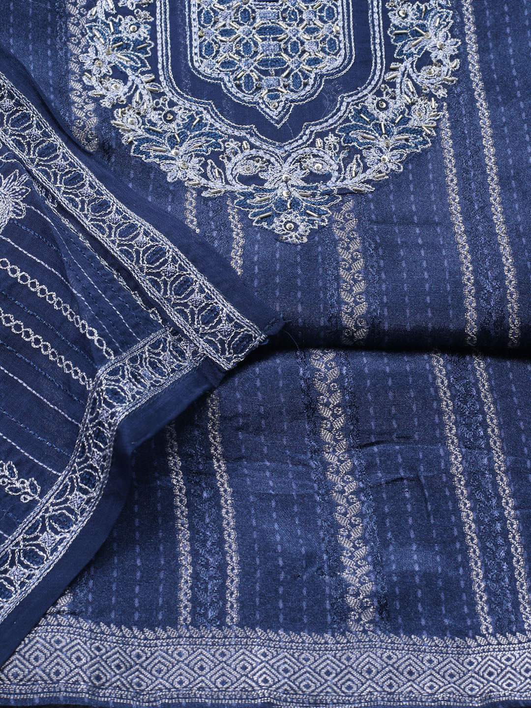 Embroidered Muslin Unstitched Suit With Dupatta