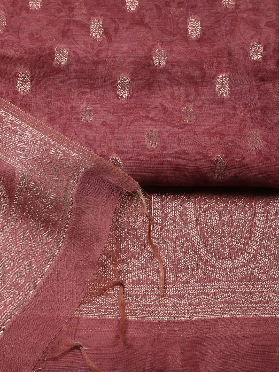 Embroidered Chanderi Unstitched Suit With Pant &amp; Dupatta