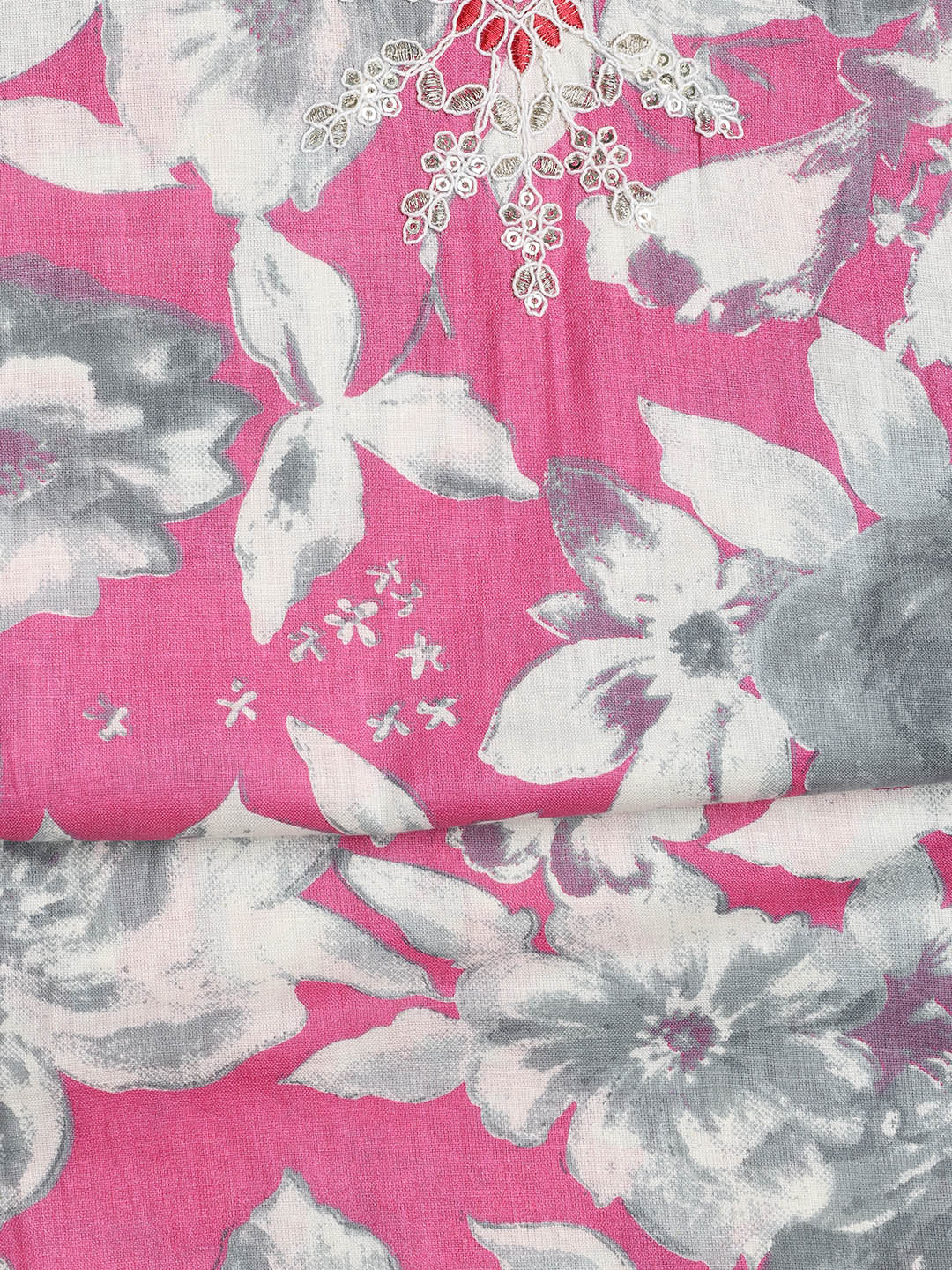Printed Cotton Blend Unstitched Suit With Dupatta