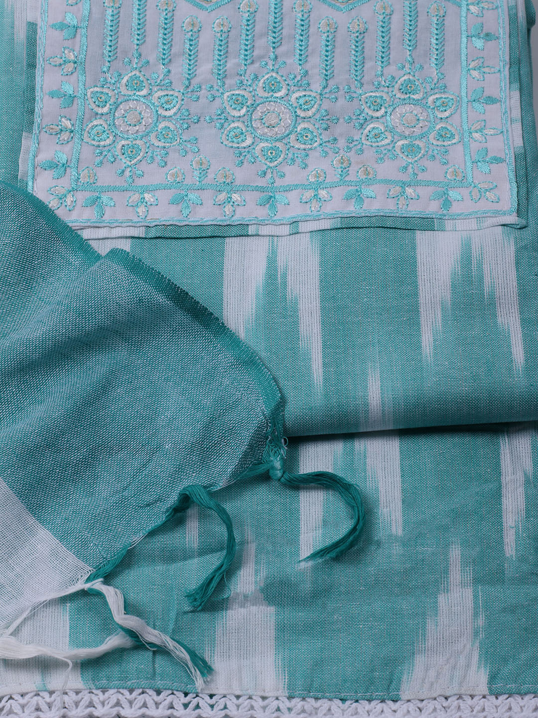 Printed Cotton Blend Unstitched Suit With Dupatta