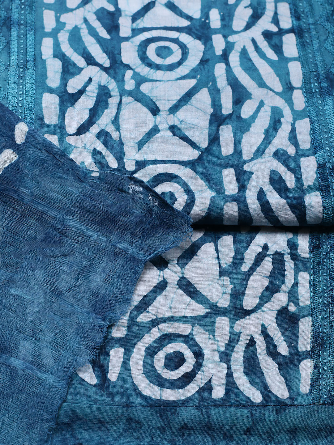 Printed Cotton Blend Unstitched Suit With Pant &amp; Dupatta