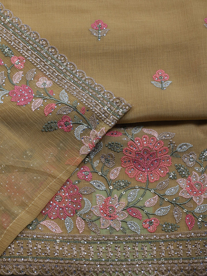 Embroidered Chiffon Unstitched Suit With Dupatta