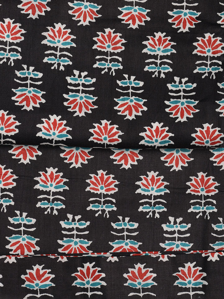 Printed Cotton Blend Unstitched Suit With Dupatta