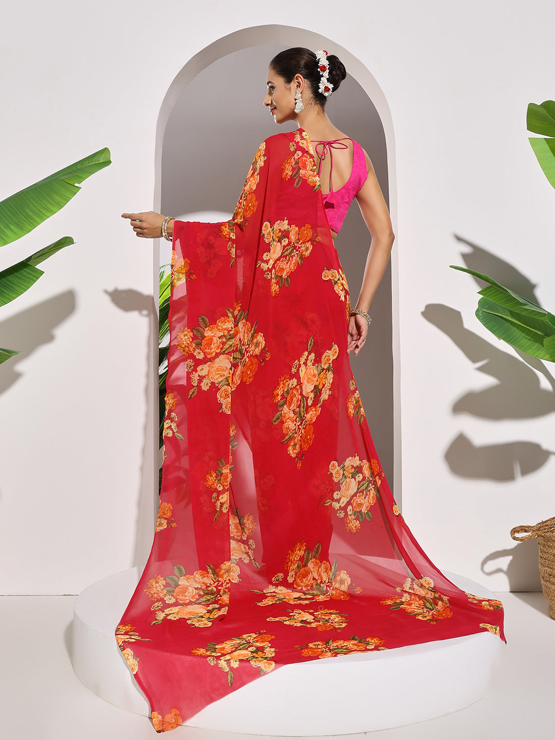 Floral Printed Georgette Saree
