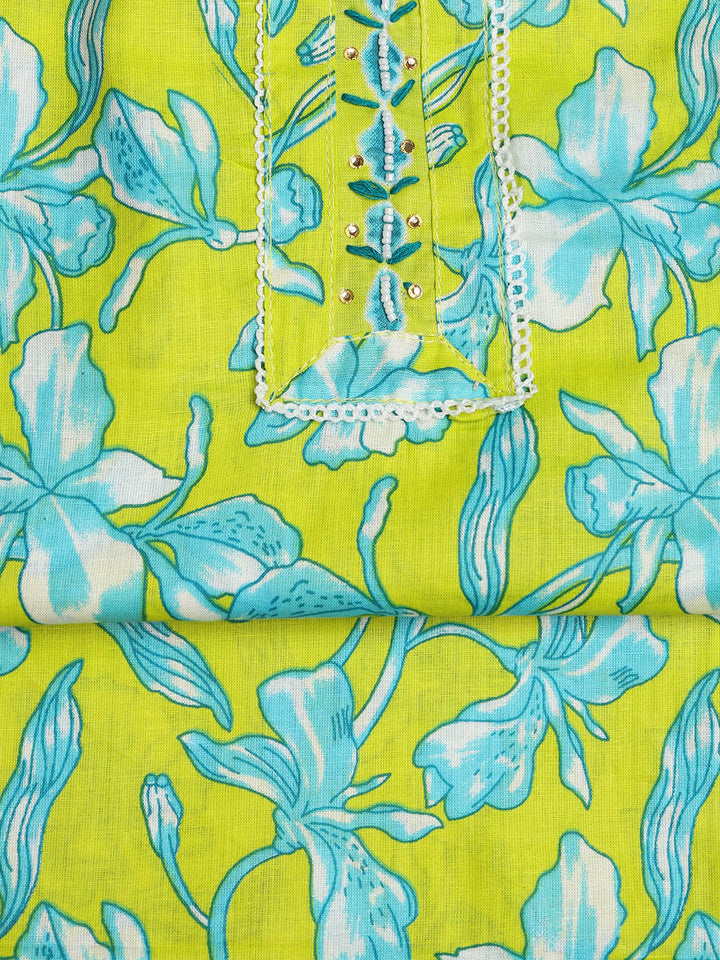 Printed Cotton Blend Unstitched Suit With Dupatta