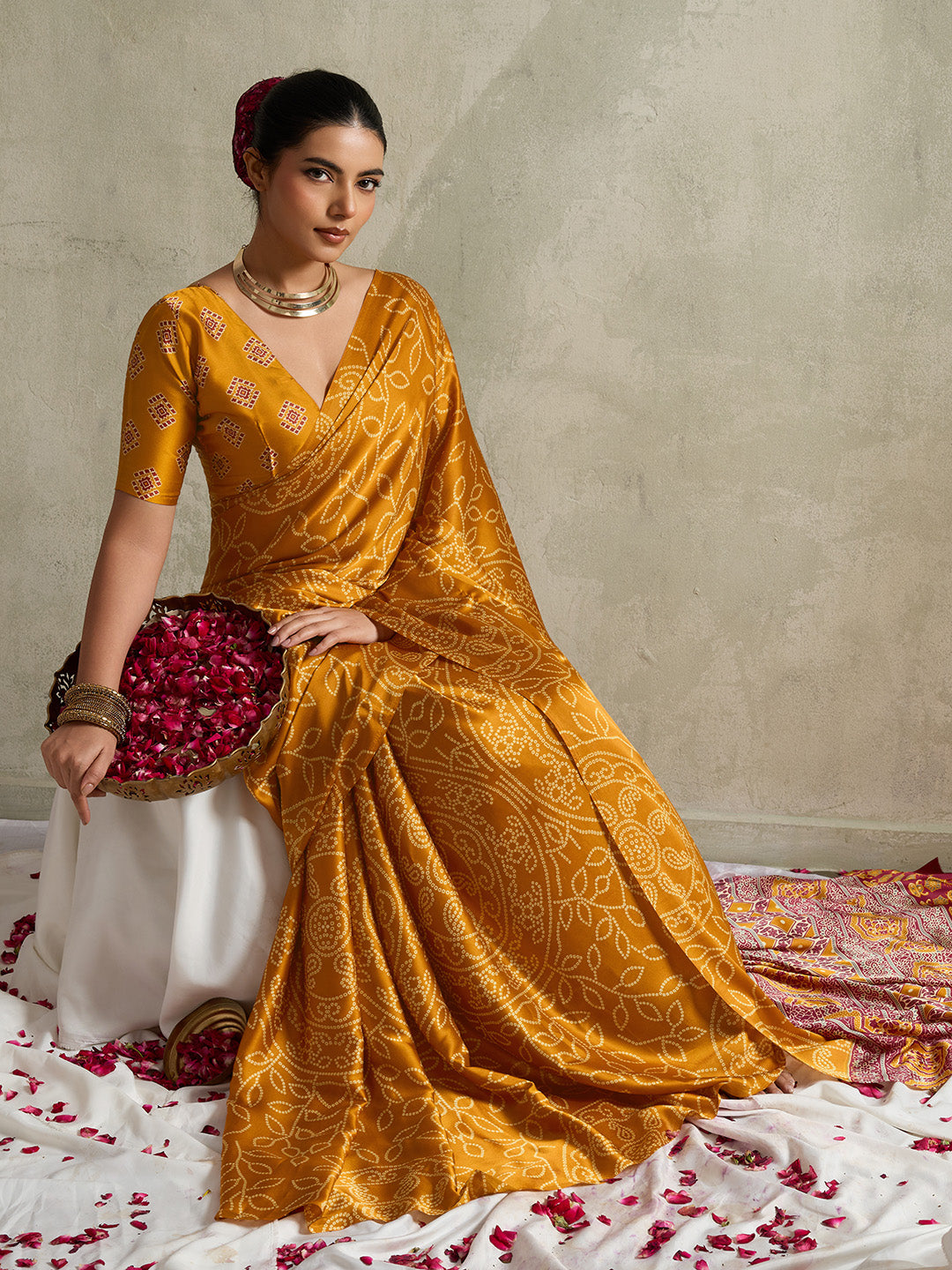 Printed Satin Saree