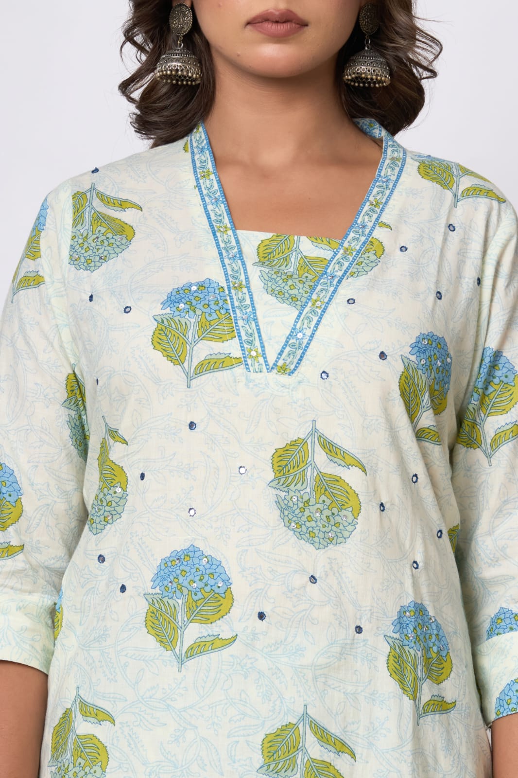 Printed Cotton Blend Kurta With Pants & Dupatta
