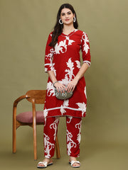 Floral Printed Cotton Kurta With Pants