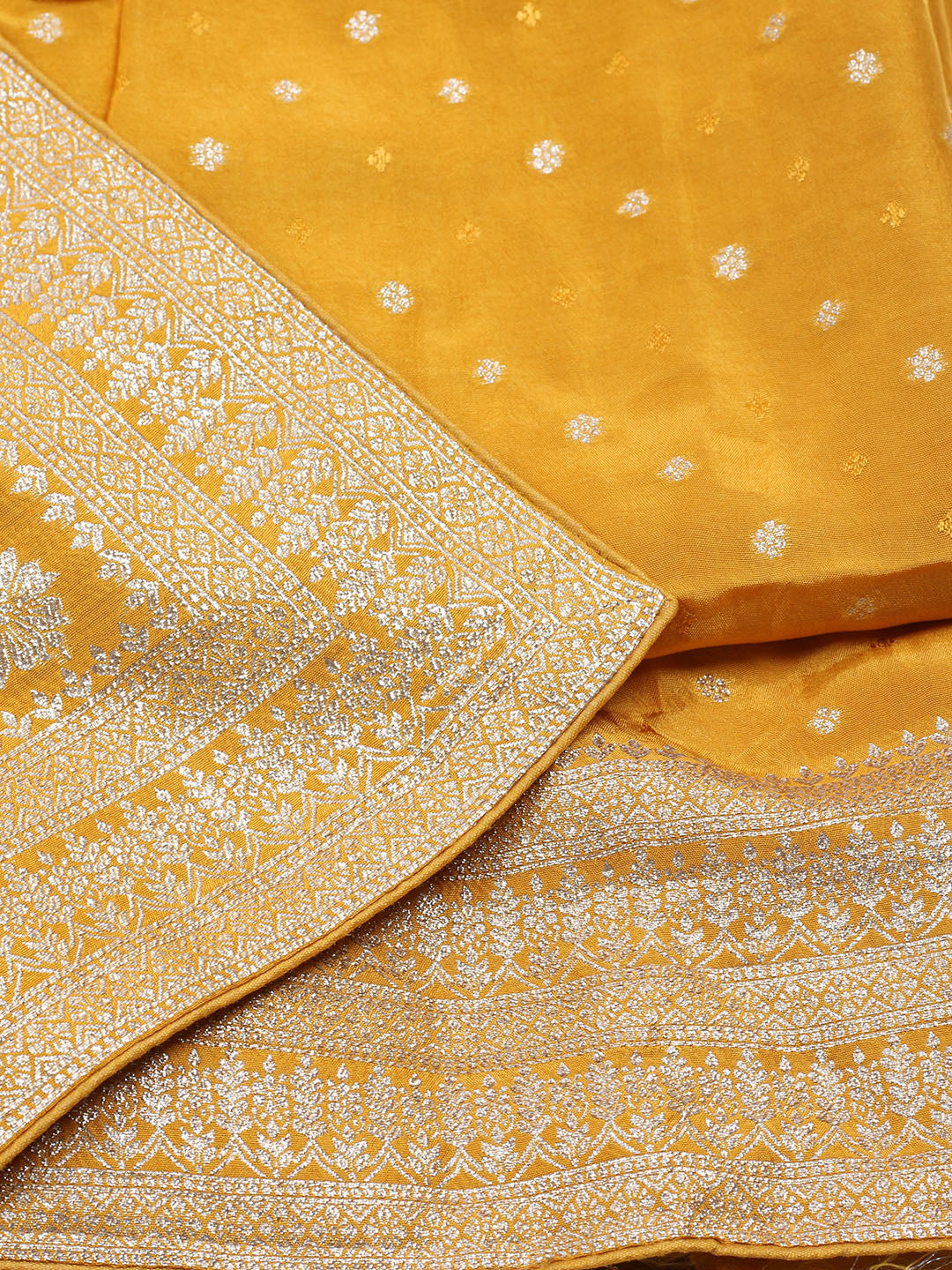 Embroidered Art Silk Unstitched Suit With Dupatta