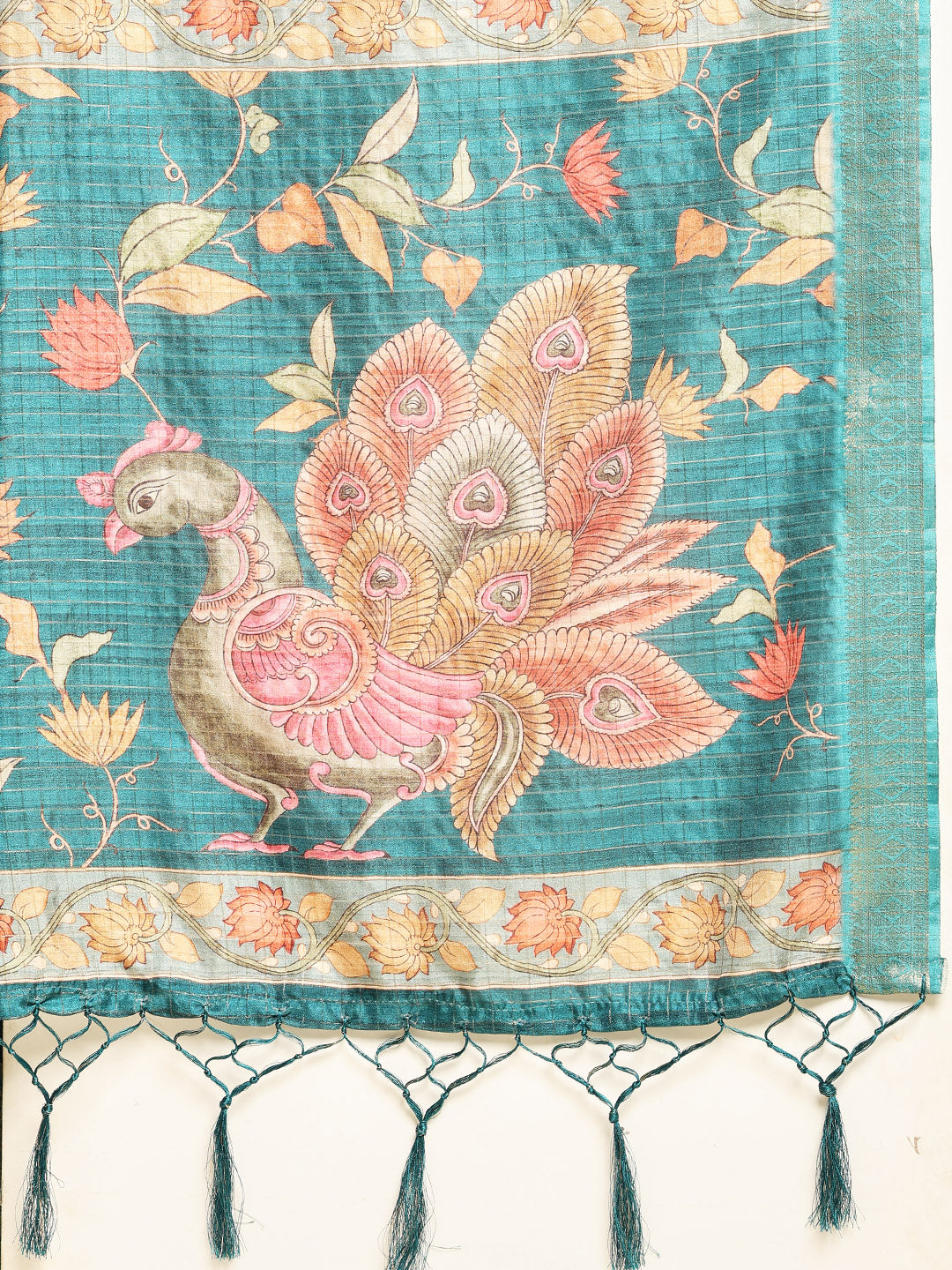 Digital Floral Printed Tussar Saree