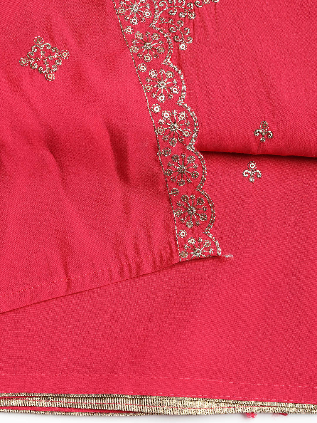 Neck Embroidered Chanderi Unstitched Suit With Dupatta