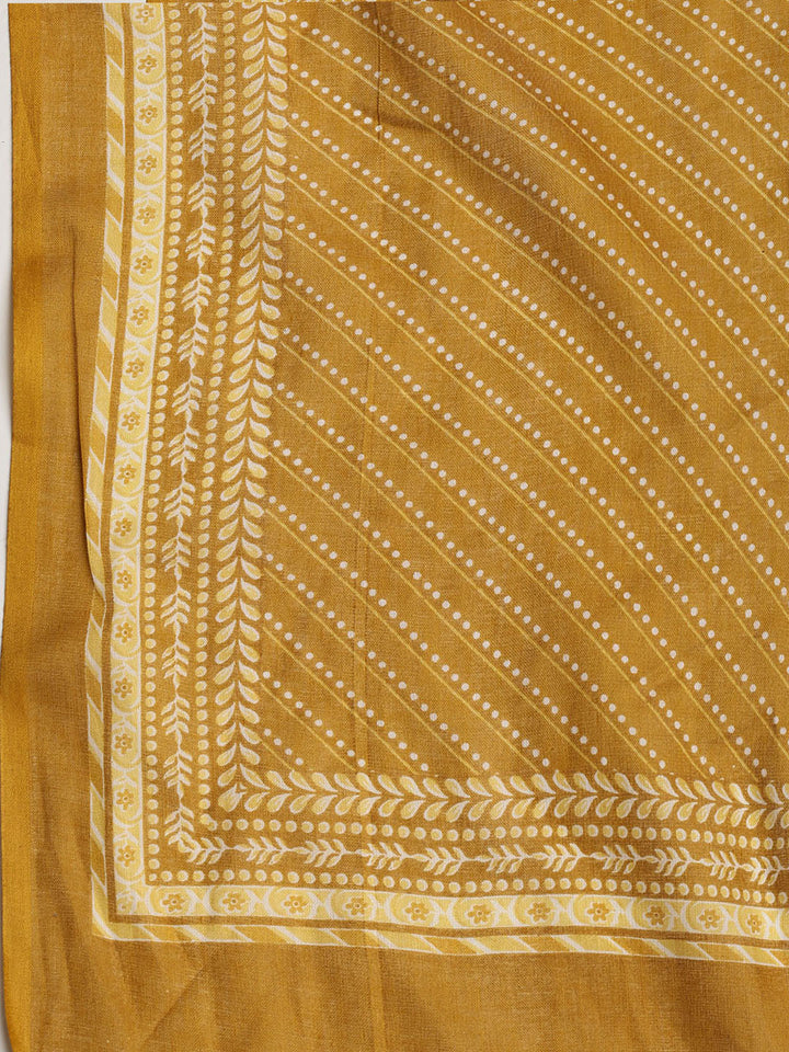 Printed Cotton Blend Unstitched Suit With Dupatta