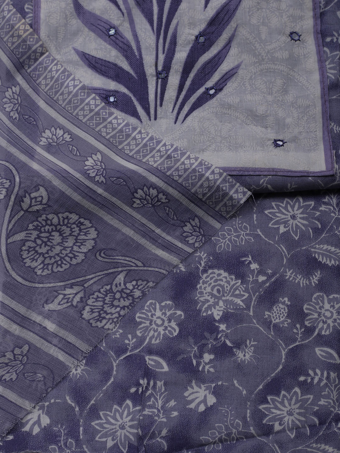 Printed Cotton Blend Unstitched Suit With Dupatta