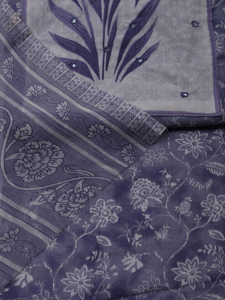 Printed Cotton Blend Unstitched Suit With Dupatta
