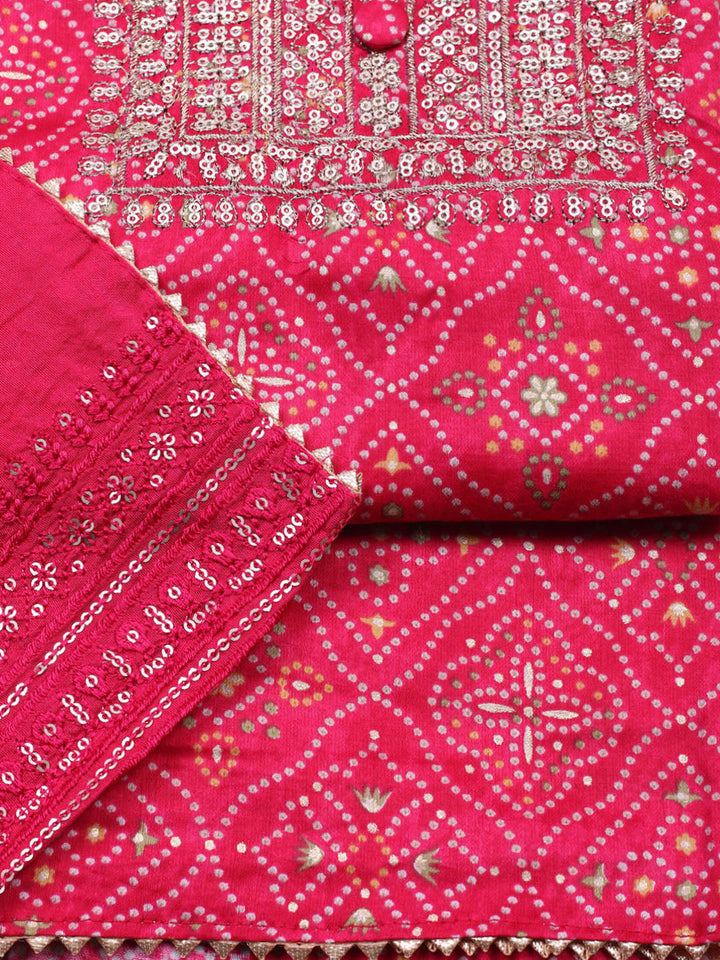 Embroidered Cotton Unstitched Suit With Pant &amp; Dupatta