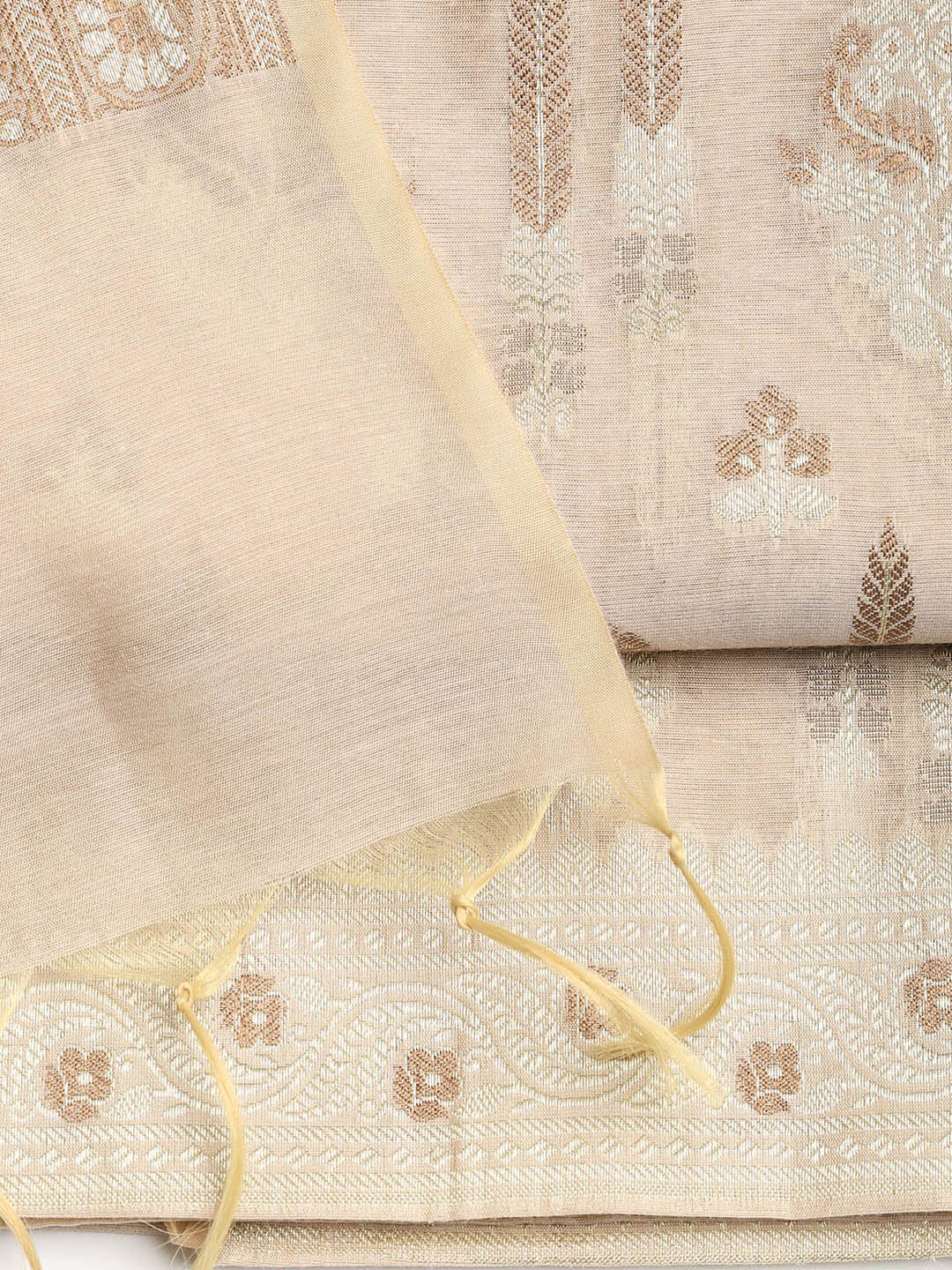 Woven Banarasi Chanderi Unstitched Suit With Dupatta
