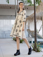 Resham Embroidered Cotton Blend Dress